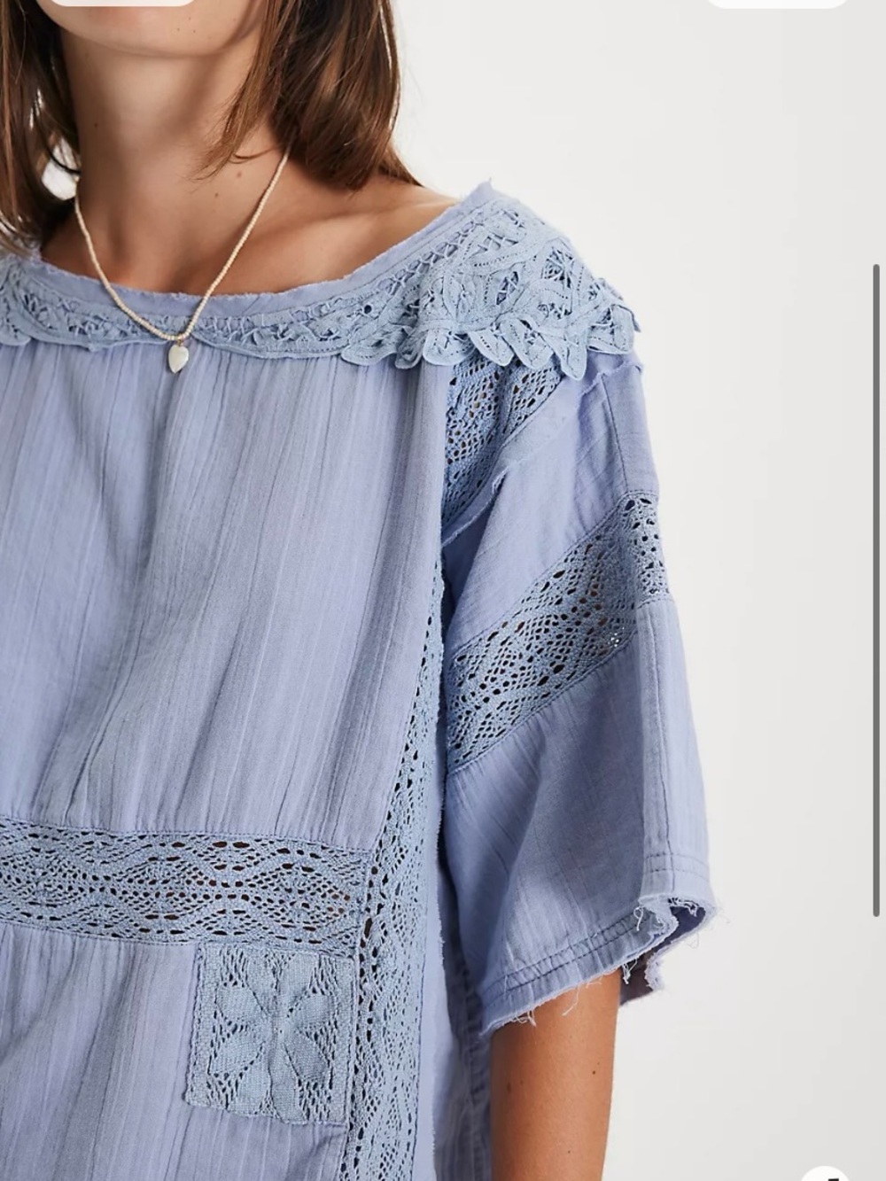 We The Free Sky Blue Boho Lace-Trim Tunic - Picture 6 of 15